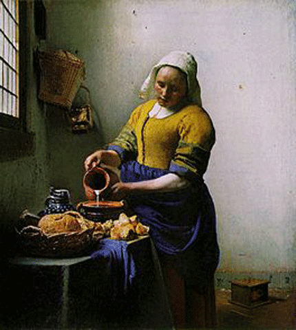 reproductie het melkmeisje van Johannes Vermeer